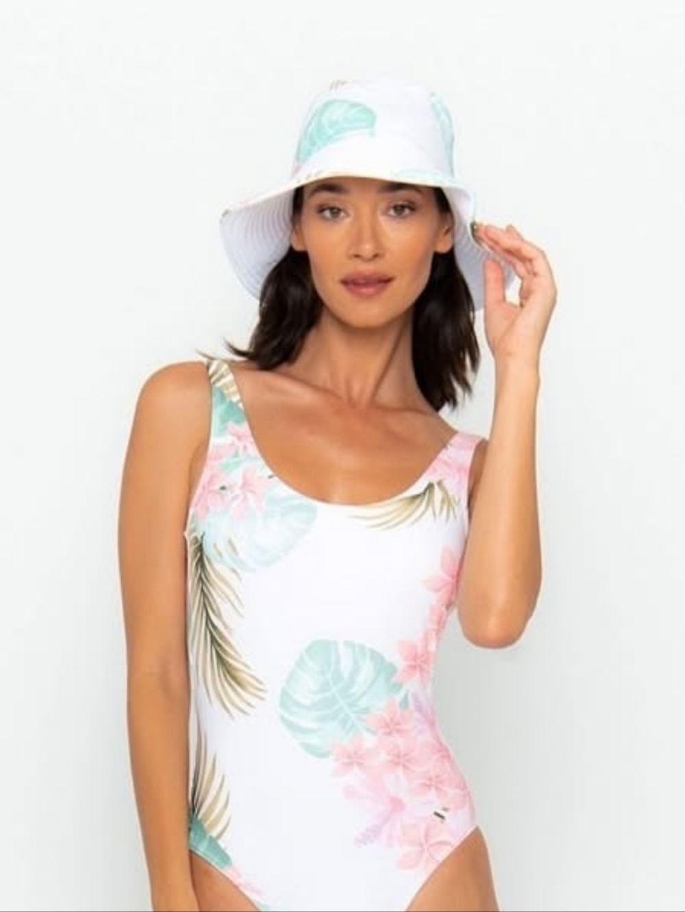 Infamous Swim Tropical Print Low Back One Piece Swimsuit Bikini - Picture 2 of 7